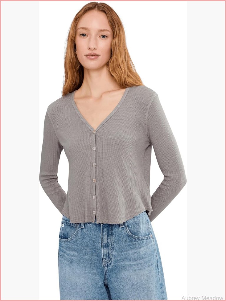 Long Sleeve Slim Cardigan With Button Front V-Neck